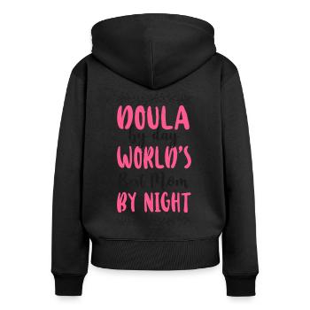 Doula Travailleuse à la naissance Doula par jour - Sweat à capuche zippé Premium bio Femme - noir - Dos - Julia (174cm)