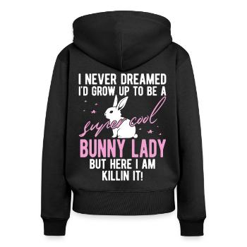 Lapin maman lapin cadeau lapin amant dictant - Sweat à capuche zippé Premium bio Femme - noir - Dos - Julia (174cm)