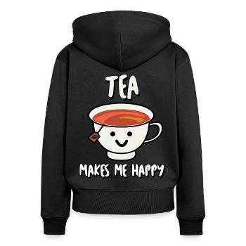 Tasse De Thé Buveurs Sachet De Thé Thé - Sweat à capuche zippé Premium bio Femme - noir - Dos - Julia (174cm)