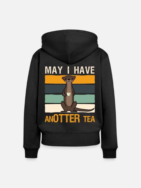 Tea Cup Otter Tea Bag - Frauen Premium Bio Zip Hoodie - Schwarz