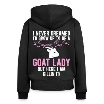 Chèvre maman chèvre cadeau chèvre amant dire - Sweat à capuche zippé Premium bio Femme - noir - Dos - Julia (174cm)