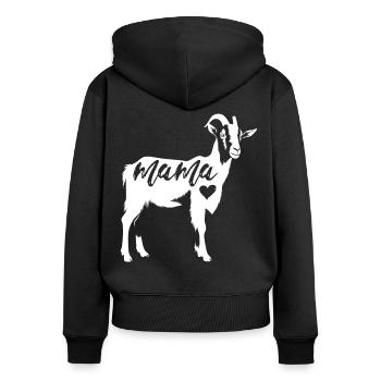 Ziegenmama Geschenk Ziegenhalter Ziege Spruch - Frauen Premium Bio Zip Hoodie - Schwarz - Hinten - Julia (174cm)
