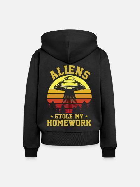 Schulbeginn, Schulanfang, Alien, Schüler Schule - Frauen Premium Bio Zip Hoodie - Schwarz