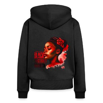 Beautiful and Black - Black History Month African - Frauen Premium Bio Zip Hoodie - Schwarz - Hinten - Julia (174cm)