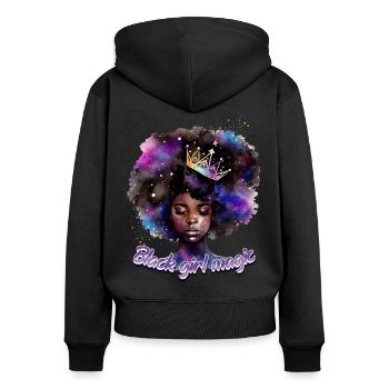 Black Girl Magic - Mois de l’histoire des Noirs africain - Sweat à capuche zippé Premium bio Femme - noir - Dos - Julia (174cm)