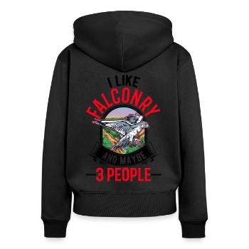 Faucon Fauconnerie Crécerelle - Sweat à capuche zippé Premium bio Femme - noir - Dos - Julia (174cm)