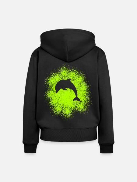 Delphin - Frauen Premium Bio Zip Hoodie - Schwarz