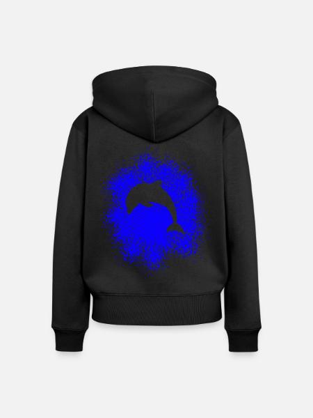 Delphin - Frauen Premium Bio Zip Hoodie - Schwarz