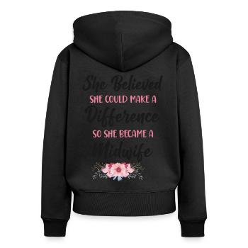 Nurse Midwife Birth Worker She - Frauen Premium Bio Zip Hoodie - Schwarz - Hinten - Julia (174cm)