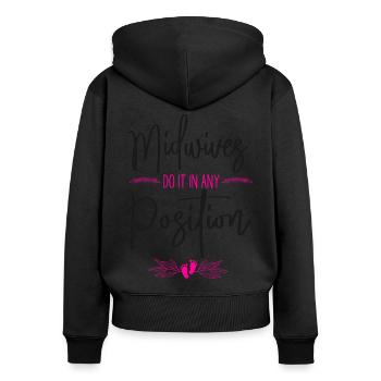 Nurse Midwife Birth Worker Pun - Women's Premium Organic Zip Hoodie - black - Back - Julia (174cm)