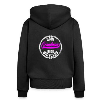 Mamies cool à vélo - Sweat à capuche zippé Premium bio Femme - noir - Dos - Julia (174cm)