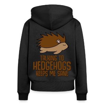 Hedgehog Funny Hedgehogs - Frauen Premium Bio Zip Hoodie - Schwarz - Hinten - Julia (174cm)