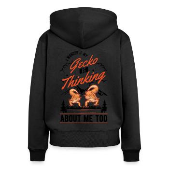 Gecko Geschenk Leopardgecko - Frauen Premium Bio Zip Hoodie - Schwarz - Hinten - Julia (174cm)