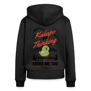 Kakapo Neuseeländischer Papagei - Frauen Premium Bio Zip Hoodie - Schwarz - Hinten - Julia (174cm)