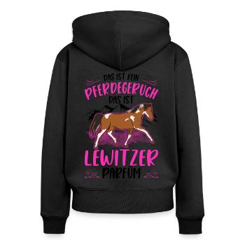 Lewitzer Parfüm Lewitzer Pferd Geruch - Frauen Premium Bio Zip Hoodie - Schwarz - Hinten - Julia (174cm)