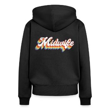 Nurse Midwife Birth Worker Retro - Frauen Premium Bio Zip Hoodie - Schwarz - Hinten - Julia (174cm)