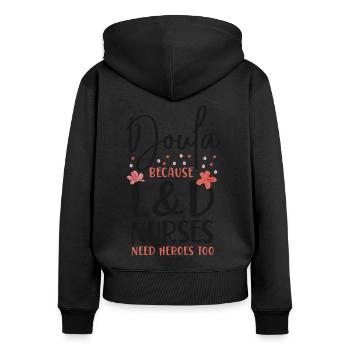 Doula Travailleuse à la naissance Doula Parce que - Sweat à capuche zippé Premium bio Femme - noir - Dos - Julia (174cm)