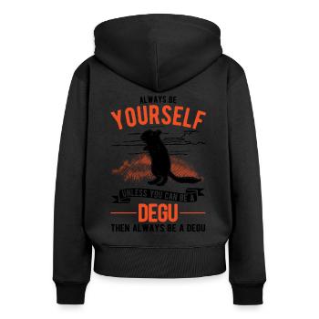 Always be yourself Degu Walddegu - Frauen Premium Bio Zip Hoodie - Schwarz - Hinten - Julia (174cm)