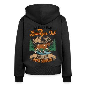 Ein Leben ohne Lewitzer ist möglich Aber sinnlos - Frauen Premium Bio Zip Hoodie - Schwarz - Hinten - Julia (174cm)