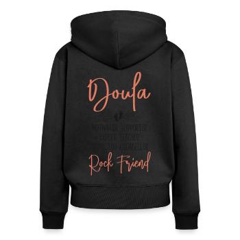 Doula Travailleuse à la naissance Doula Motivatrice - Sweat à capuche zippé Premium bio Femme - noir - Dos - Julia (174cm)