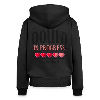 Doula Accoucheuse Étudiante Doula - Sweat à capuche zippé Premium bio Femme - noir - Dos - Julia (174cm)