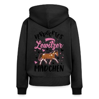 Verrücktes Lewitzer Mädchen - Frauen Premium Bio Zip Hoodie - Schwarz - Hinten - Julia (174cm)