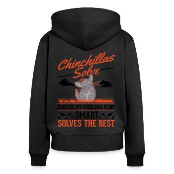 Chinchilla Gift Woolly Mouse Shorttail Chinchilla - Women's Premium Organic Zip Hoodie - black - Back - Julia (174cm)