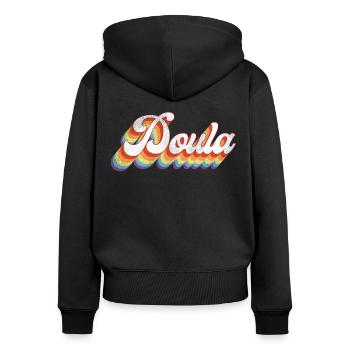 Doula Birth Worker Retro Vintage - Women's Premium Organic Zip Hoodie - black - Back - Julia (174cm)