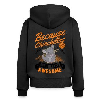 Parce que les chinchillas sont vraiment géniaux - Sweat à capuche zippé Premium bio Femme - noir - Dos - Julia (174cm)
