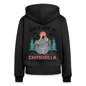 La maison est là où se trouve mon chinchilla - Sweat à capuche zippé Premium bio Femme - noir - Dos - Julia (174cm)