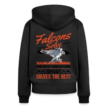Falke Falkner Turmfalke Falknerei Falkner - Frauen Premium Bio Zip Hoodie - Schwarz - Hinten - Julia (174cm)
