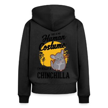 Déguisement Chinchilla Halloween - Sweat à capuche zippé Premium bio Femme - noir - Dos - Julia (174cm)