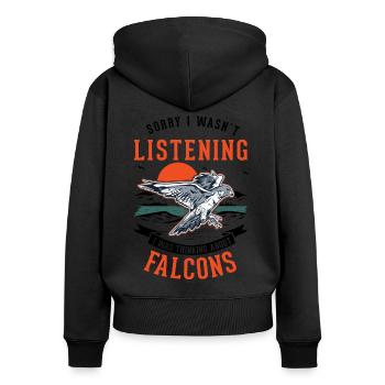 Falke Falkner Turmfalke Falknerei Falkner - Frauen Premium Bio Zip Hoodie - Schwarz - Hinten - Julia (174cm)