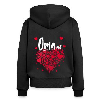 Oma Lieblings-Oma zum Muttertag - Frauen Premium Bio Zip Hoodie - Schwarz - Hinten - Julia (174cm)