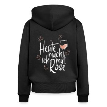 Lustiger Trinkspruch Rosé Wein - Frauen Premium Bio Zip Hoodie - Schwarz - Hinten - Julia (174cm)