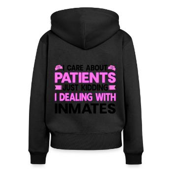 Infirmière correctionnelle s’occupant des détenus Infirmière Épouse - Sweat à capuche zippé Premium bio Femme - noir - Dos - Julia (174cm)
