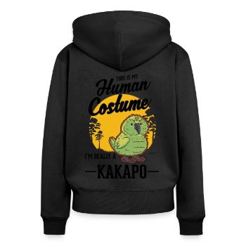 Kakapo Halloween Vogel Nachtpapagei - Frauen Premium Bio Zip Hoodie - Schwarz - Hinten - Julia (174cm)