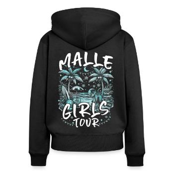 Visite des filles de Malle - Sweat à capuche zippé Premium bio Femme - noir - Dos - Julia (174cm)