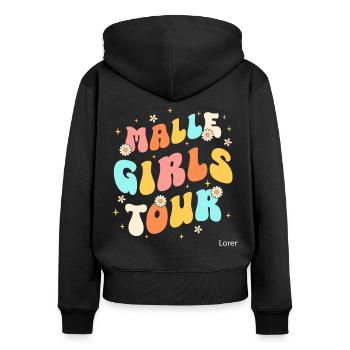 Visite des filles de Malle - Sweat à capuche zippé Premium bio Femme - noir - Dos - Julia (174cm)