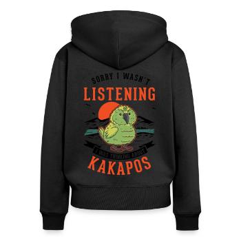 Perroquet de nuit d’oiseau Kakapo - Sweat à capuche zippé Premium bio Femme - noir - Dos - Julia (174cm)