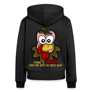 Turkey Turkeys - Frauen Premium Bio Zip Hoodie - Schwarz - Hinten - Julia (174cm)