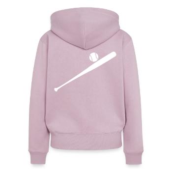 Batte de baseball - Sweat à capuche zippé Premium bio Femme - rose poudré - Dos - Julia (174cm)