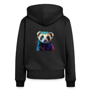 cute ferret - Frauen Premium Bio Zip Hoodie - Schwarz - Hinten - Julia (174cm)