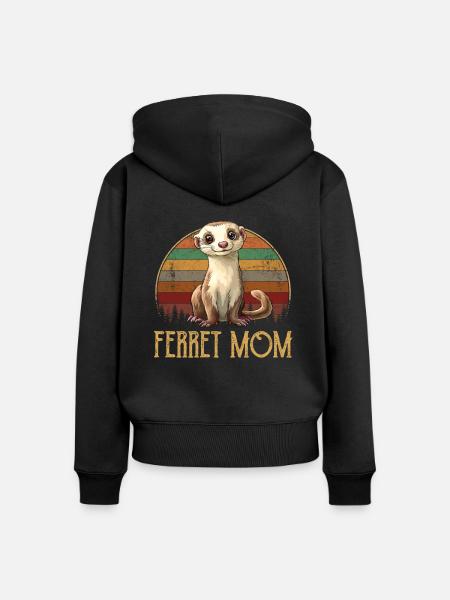 ferret mom - Frauen Premium Bio Zip Hoodie - Schwarz