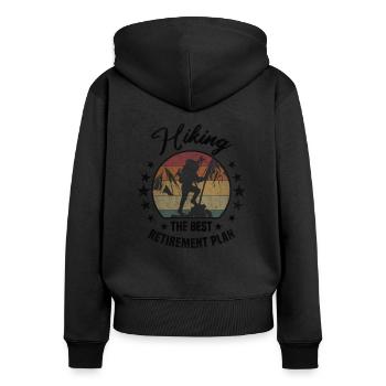 Best Retirement Plan Wandern Rente - Frauen Premium Bio Zip Hoodie - Schwarz - Hinten - Julia (174cm)