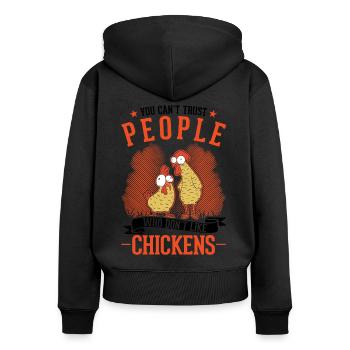 Poulets, Agriculteur, Poulet, Agriculteur, Poulet - Sweat à capuche zippé Premium bio Femme - noir - Dos - Julia (174cm)