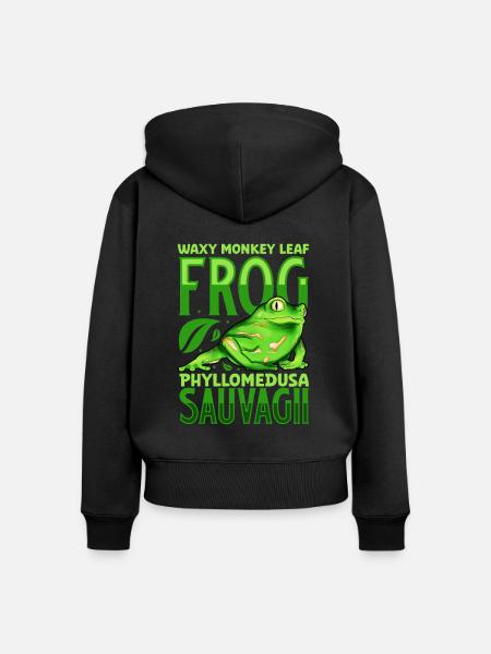 Grüner Makifrosch - Frauen Premium Bio Zip Hoodie - Schwarz