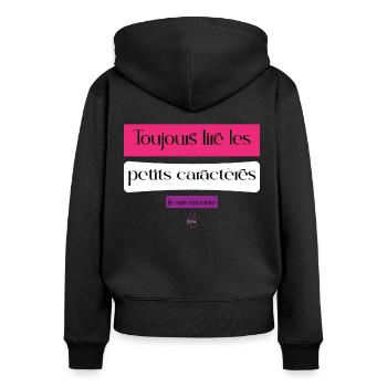 Annonce grossesse humoristique femme enceinte mère - Sweat à capuche zippé Premium bio Femme - noir - Dos - Julia (174cm)