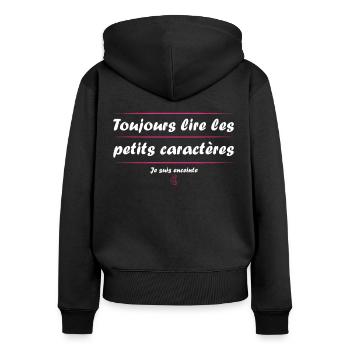 Annonce grossesse humoristique femme enceinte mère - Sweat à capuche zippé Premium bio Femme - noir - Dos - Julia (174cm)