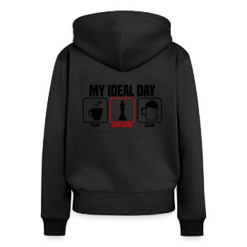 Mein perfekter Tag Schach Schachspieler - Frauen Premium Bio Zip Hoodie - Schwarz - Hinten - Julia (174cm)